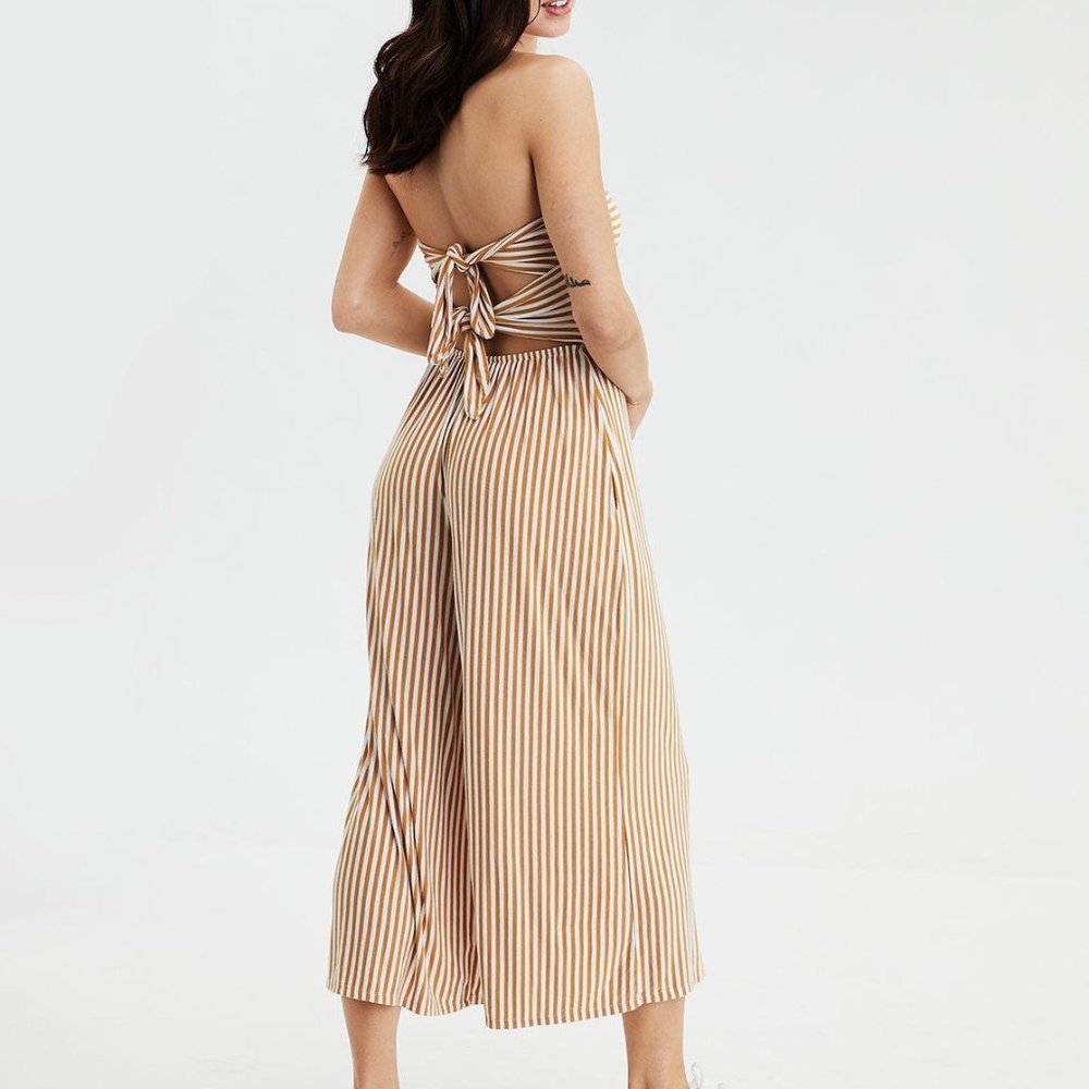 AMERICAN EAGLE Strapless Wide Leg Boho Jumpsuit